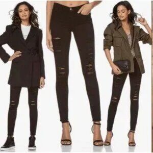Womens Frame Film Rip Black Ripped Distressed Raw Hem Skinny Jeans 32
